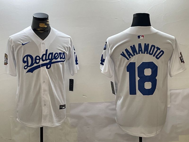 Men Los Angeles Dodgers 18 Yamamoto White Game 2024 Nike MLB Jersey style 1120
